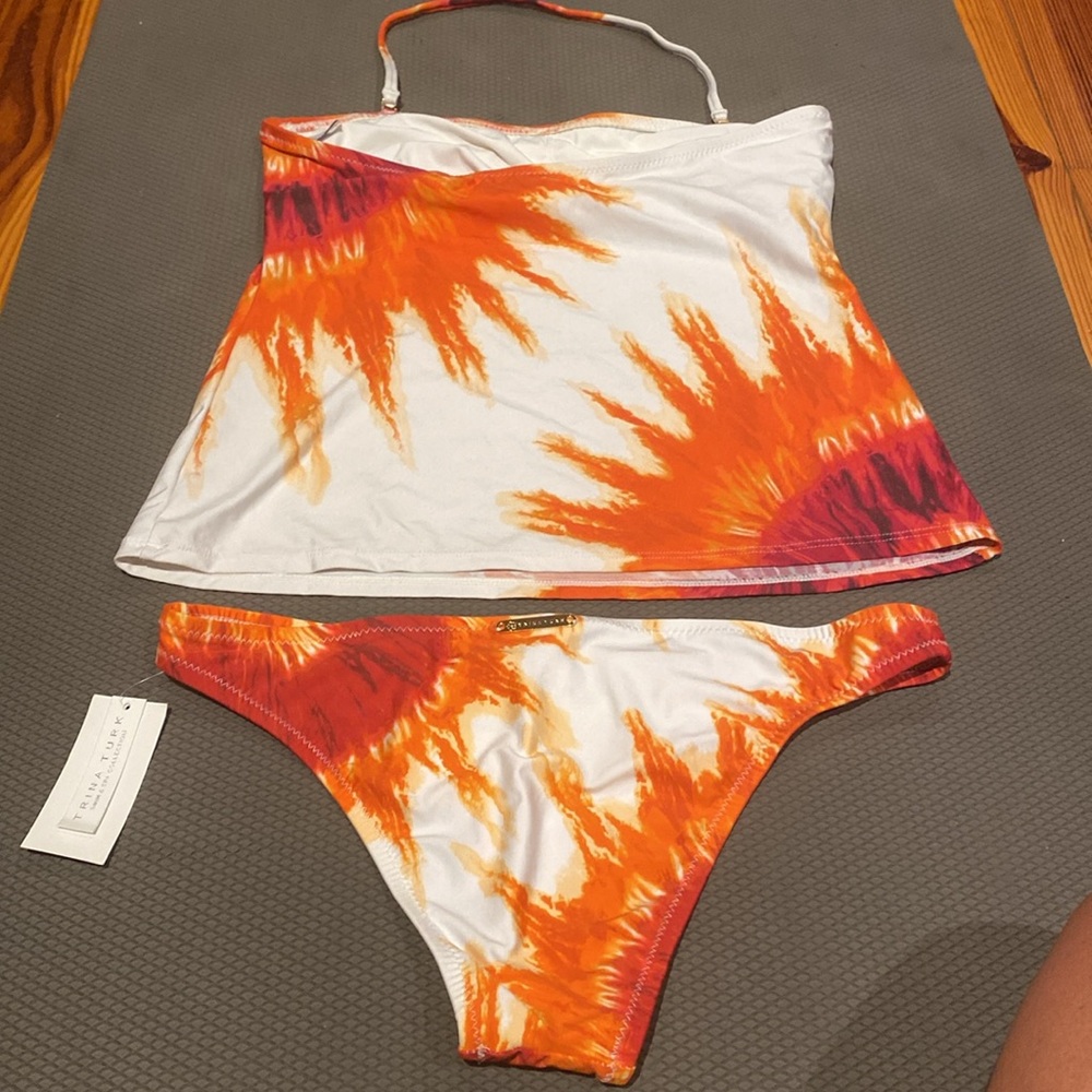 Trina Turk Orange & White Tie-Dye Tankini Set - Picture 5 of 10